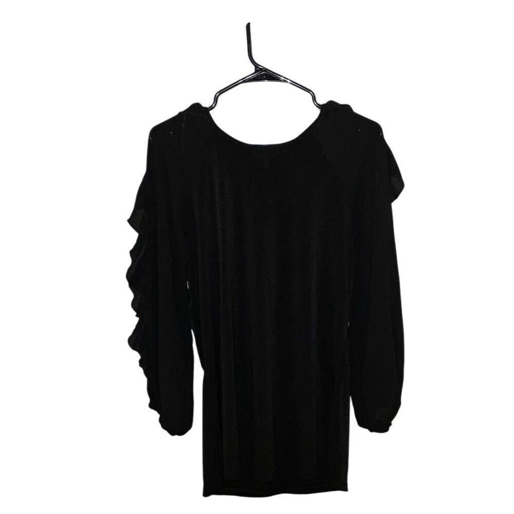 Stem & Vine Women's 2X Black‎ Long Sleeve Ruffle Tunic
